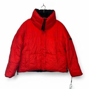 Calvin Klein Performance Reversible Puffer Zip Up Button Oversized Jacket Red XL